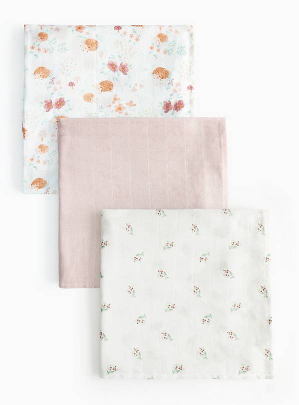 Woodland Printed Muslin Cloths 3 Pack One Size